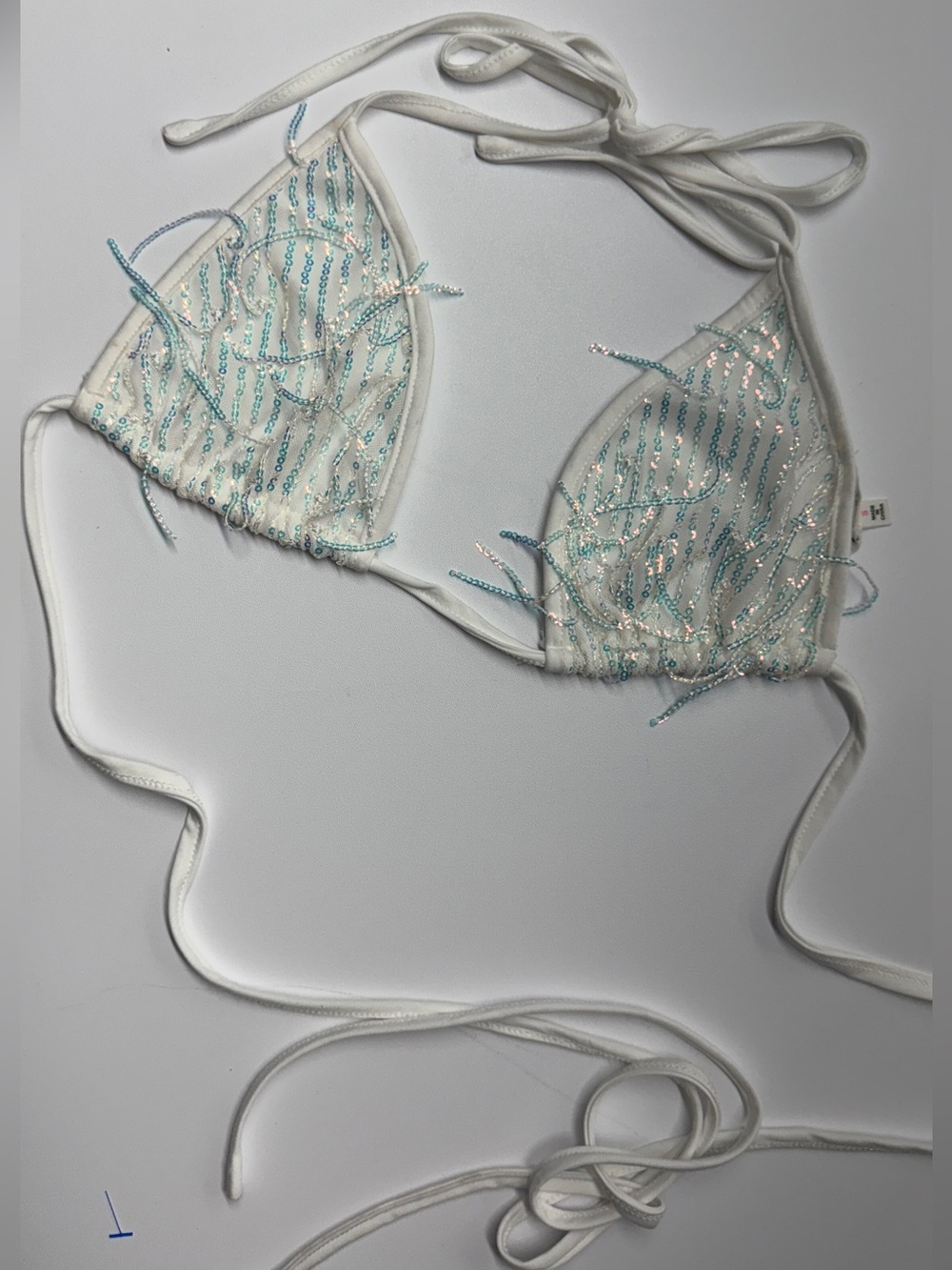 Beaded bikini top festival top beaded swim top white bikini halter